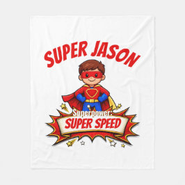 Cobertor De Velo Nome de Super-Herói Personalizado para Crianças