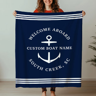Cobertor De Velo Nome do Barco Personalizado Moderno Bem-vindo a Bo