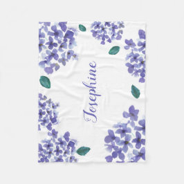 Cobertor De Velo Nome do bebê da flor de cor aquática de hydrangea