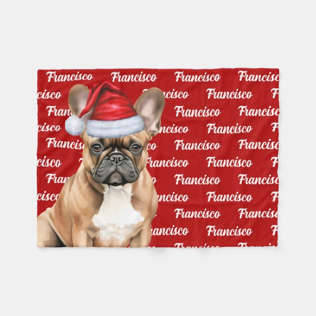 Cobertor De Velo Nome do Bulldog Francês Natal Feriado (Frente (Horizontal))