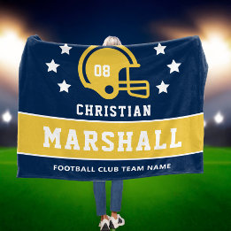 Cobertor De Velo Nome do Futebol Americano Personalizado em Azul Ma