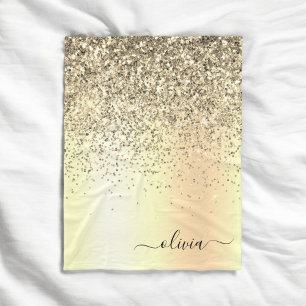 Cobertor De Velo Nome do Glam do Monograma Dourado Glitter Metal