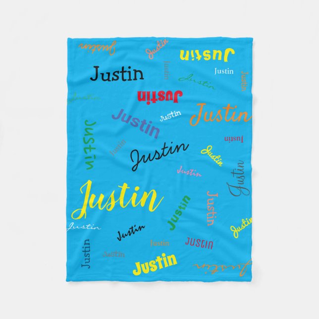 Cobertor De Velo Nome do Menino Personalizado Monograma - Azul (Frente)