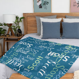Cobertor De Velo Nome do Menino Tipografia azul-oceano