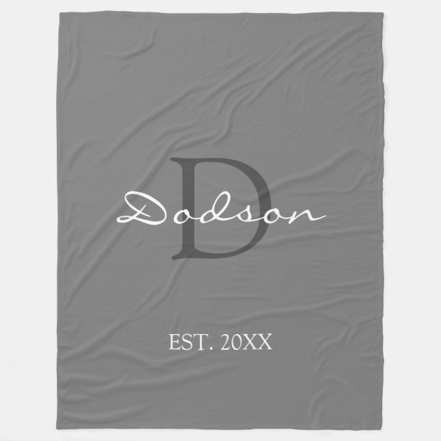 Cobertor De Velo Nome do Monograma com Letra Moderna da Cinza Leve (Frente)