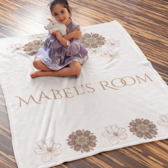 Cobertor De Velo Nome do Monograma da Boho Floral Girl (Criador carregado)