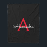Cobertor De Velo Nome do Monograma da Rapariga do Script Preto Verm<br><div class="desc">Monograma de Script Faux Vermelho e Preto Adicionar Seu Próprio Nome Folheto. Isto faz o doce e perfeito aniversário de 16 anos,  casamento,  chá de panela,  aniversário,  chá de fraldas ou festa de solteira presente para alguém que ama luxo de luxo e estilos quíticos.</div>