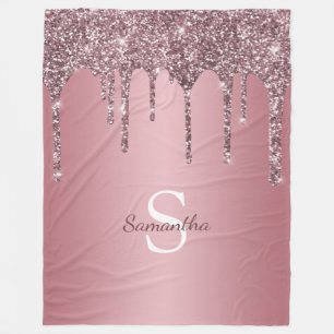 Cobertor De Velo Nome do Monograma do Sparkle Drives Rosa Dourado r