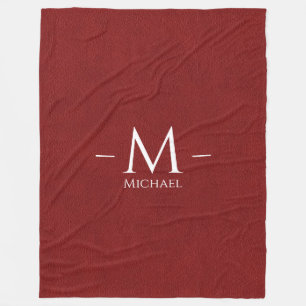 Cobertor De Velo Nome do Monograma Folha Vermelha Personalizada Cor