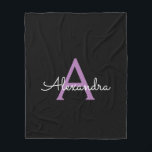 Cobertor De Velo Nome do Monograma Girly de Script Preto Roxo<br><div class="desc">Monograma de Script Purple e Black Faux Adicionar Seu Próprio Nome Folheto. Isto faz o doce e perfeito aniversário de 16 anos,  casamento,  chá de panela,  aniversário,  chá de fraldas ou festa de solteira presente para alguém que ama luxo de luxo e estilos quíticos.</div>