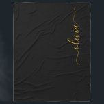Cobertor De Velo Nome do Monograma Rapariga de Script Moderno Doura<br><div class="desc">Nome do Monograma Simples Preto e Dourado e Folheto Inicial de Folha. Isto faz o doce e perfeito aniversário de 16 anos,  casamento,  chá de panela,  aniversário,  chá de fraldas ou festa de solteira presente para alguém que ama luxo de luxo e estilos quíticos.</div>
