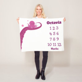 Cobertor De Velo Nome do polvo rosa Milestone Fleece Blanket