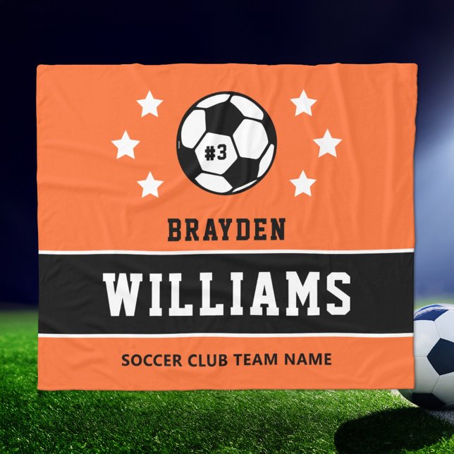 Cobertor De Velo Nome e Número de Futebol Personalizado Laranja (Criador carregado)