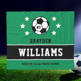 Cobertor De Velo Nome e Número de Futebol Personalizado Verde