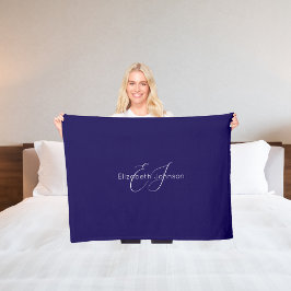 Cobertor De Velo nome elegante clássico, azul e branco personalizad