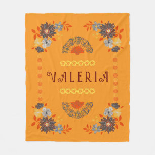 Cobertor De Velo Nome Floral Personalizado Folheto Hispânico
