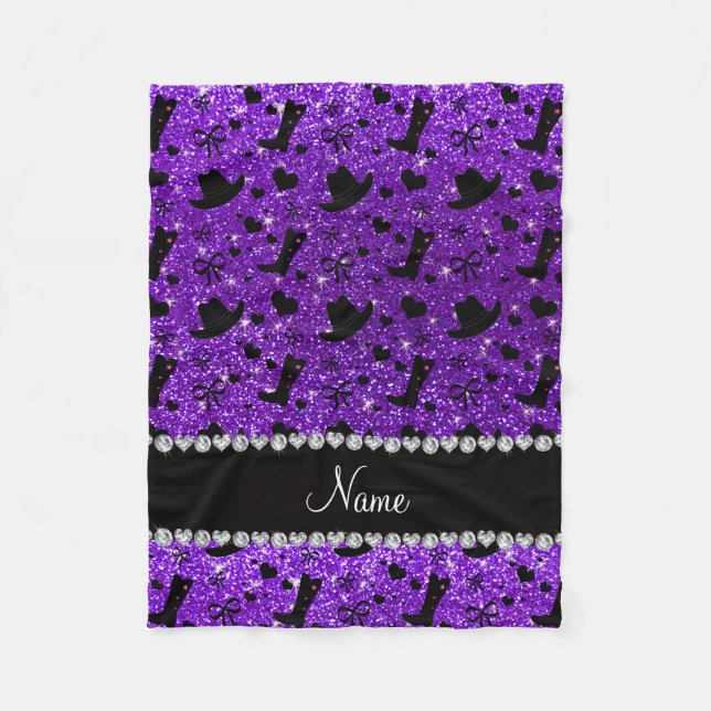 Cobertor De Velo Nome: indigo, botas de cowboy violeta (Frente)