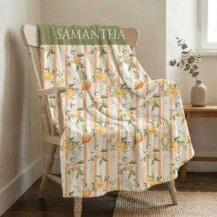 Cobertor De Velo Nome Listra de Laranja Floral de Citrino