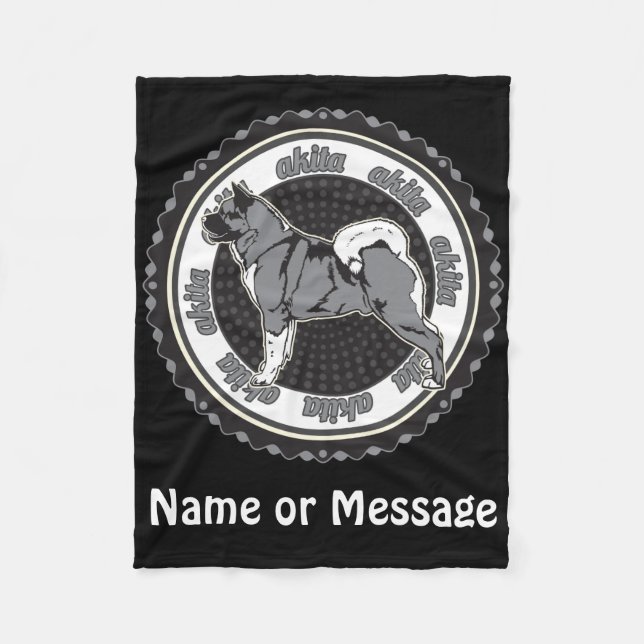 Cobertor De Velo Nome / Mensagem Personalizada do Akita do Cachorro (Frente)