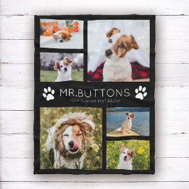 Cobertor De Velo Nome Moderno de Pet Personalizado Colagem de Fotos