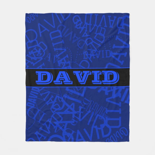 Cobertor De Velo Nome monograma com colagem de nomes em azul marinh (Frente)
