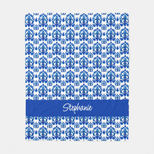 Cobertor De Velo Nome Monograma com Padrão Toile Francês Azul