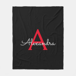 Cobertor De Velo Nome Monograma Feminino Roteiro Preto Vermelho