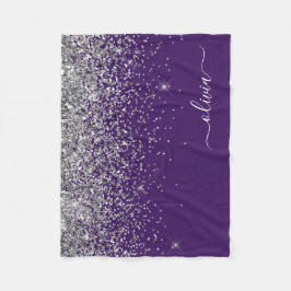Cobertor De Velo Nome Monograma Glitter Rosa Prateado Feminino