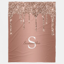Nome Monograma Gotejamento Brilho Dourado Rosa