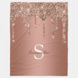 Cobertor De Velo Nome Monograma Gotejamento Brilho Dourado Rosa