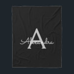 Cobertor De Velo Nome Monograma Jovem com Letra Moderna Prata Preta<br><div class="desc">Cobertor de Fraldas com Monograma de Letra Falsa Prata e Preto. Adicione o Seu Próprio Nome. Isso torna o presente perfeito para o aniversário de 16 anos, casamento, chá de noiva, aniversário de casamento, chá de bebê ou festa de despedida de solteira para alguém que ama glamour, luxo e estilos...</div>