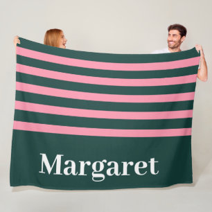 Cobertor De Velo Nome monograma moderno verde e rosa branco