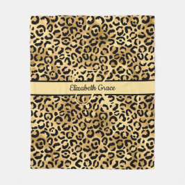 Cobertor De Velo Nome Monograma Preto Dourado Estampa Leopardo Guep
