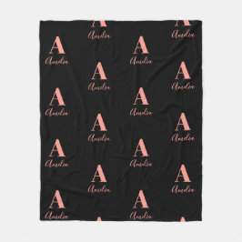 Cobertor De Velo Nome Monograma Rosa preto Dourado