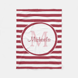 Cobertor De Velo Nome Monogrammed das listras grandes chiques em