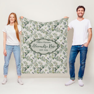 Cobertor De Velo Nome Oliva País Francês Aquarela Verde Salvia
