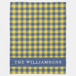 Cobertor De Velo Nome Personalizado Amarelo Azul Xadrez Buffalo Ret