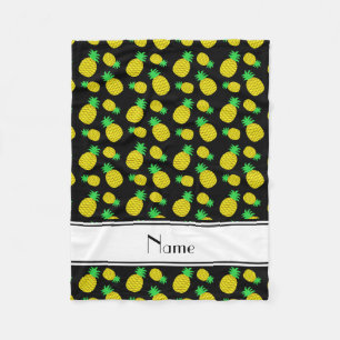 Cobertor De Velo Nome personalizado ananás amarelo preto