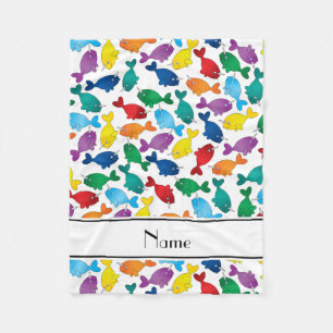 Cobertor De Velo Nome personalizado arco-íris branco