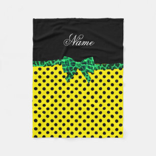 Cobertor De Velo Nome personalizado arco verde bolinhas amarelo