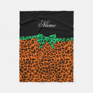 Cobertor De Velo Nome personalizado arco verde de impressão-leopar