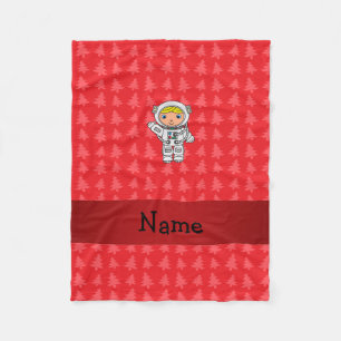 Cobertor De Velo Nome personalizado astronauta de natal vermelho