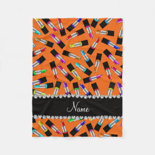 Cobertor De Velo Nome personalizado batom laranja do arco-íris