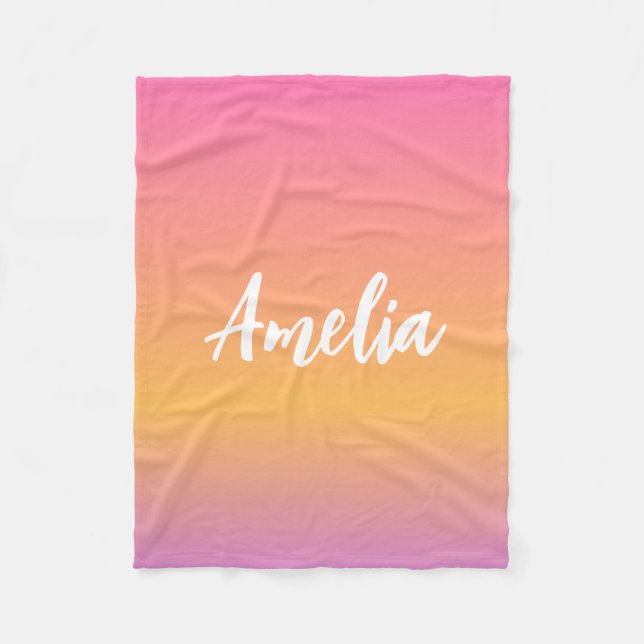 Cobertor De Velo Nome Personalizado Blanket Amelia Girls Ombre Suns (Frente)