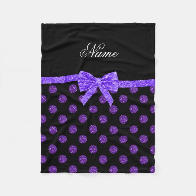 Cobertor De Velo Nome personalizado bolinhas de brilho roxo do arco (Frente)