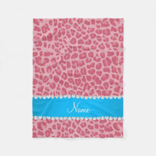 Cobertor De Velo Nome personalizado bonito cor-de-rosa lixa azul-le