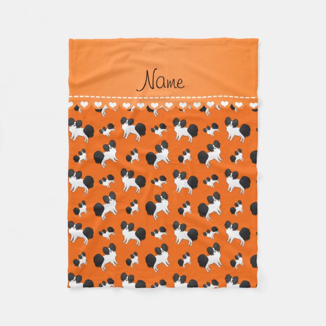 Cobertor De Velo Nome personalizado cães laranja Papillon (Frente)