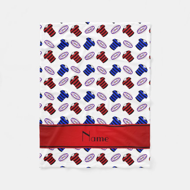 Cobertor De Velo Nome personalizado: Camisolas brancas de rúgbi (Frente)