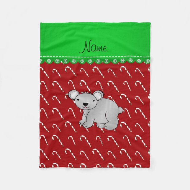 Cobertor De Velo Nome personalizado canas doces de natal vermelho k (Frente)