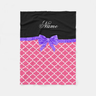 Cobertor De Velo Nome personalizado cor-de-rosa arco brilhante roxo